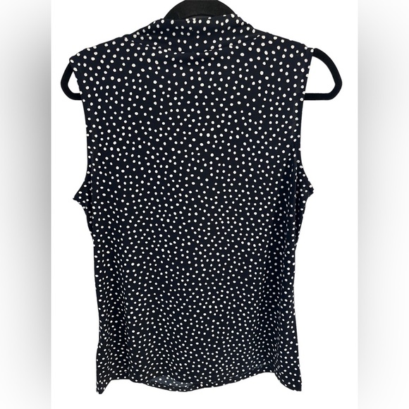 Jones New York Signature Black White Polka Dot Sleeveless Top Blouse M - Picture 2 of 3